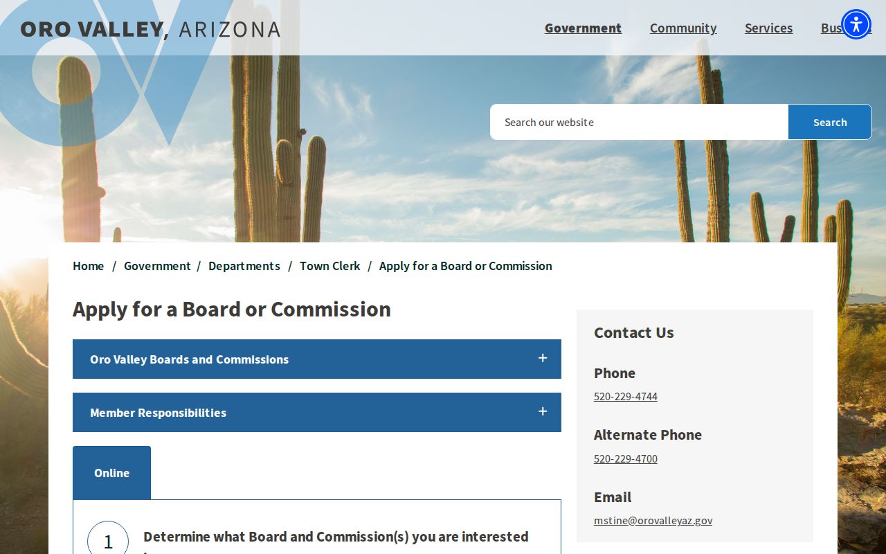 Oro Valley neighbors Town boards and commissions