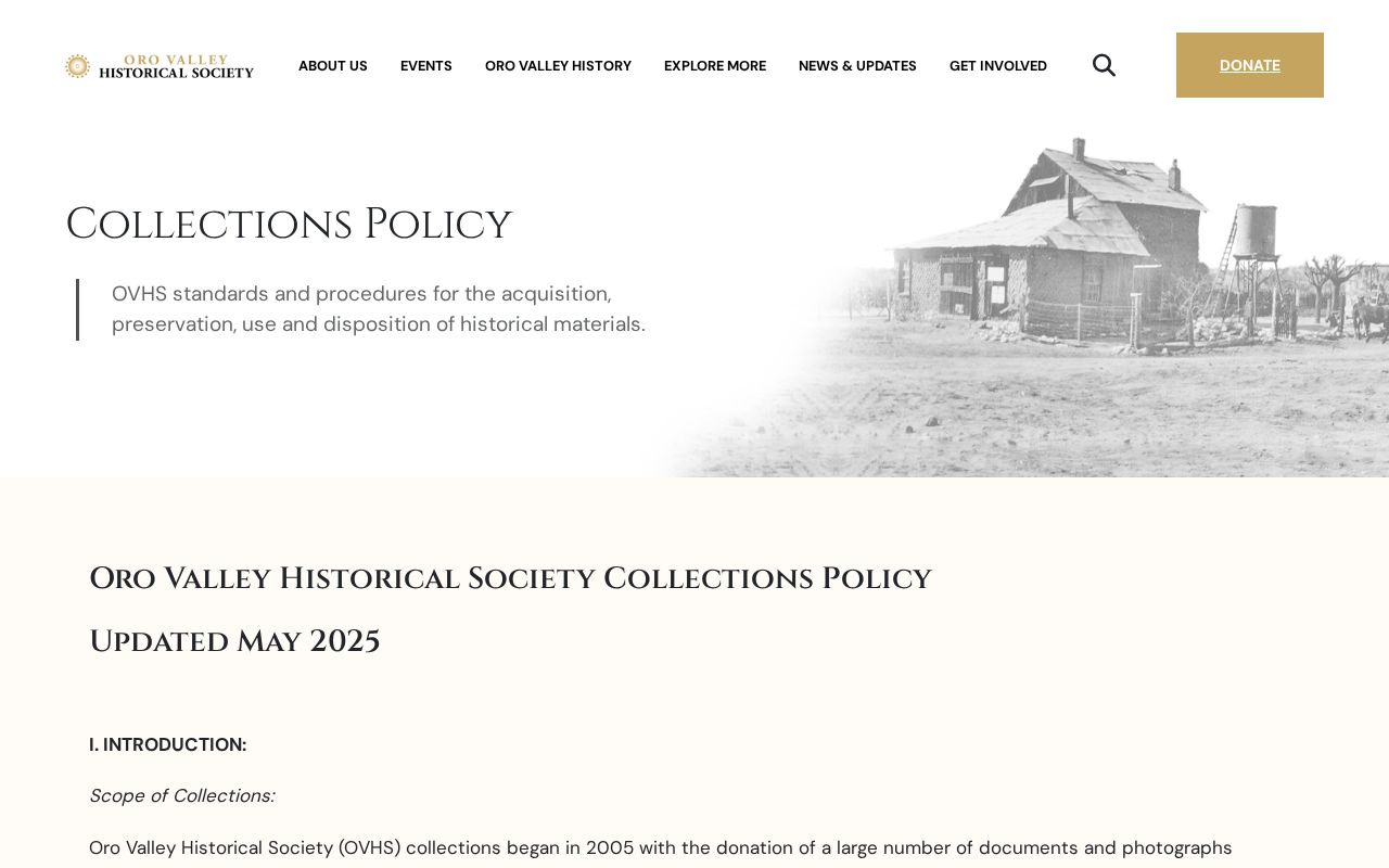 Oro Valley previous residents historical society collections