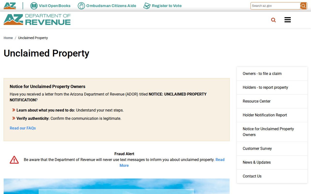 Oro Valley resident lookup through Arizona unclaimed property records