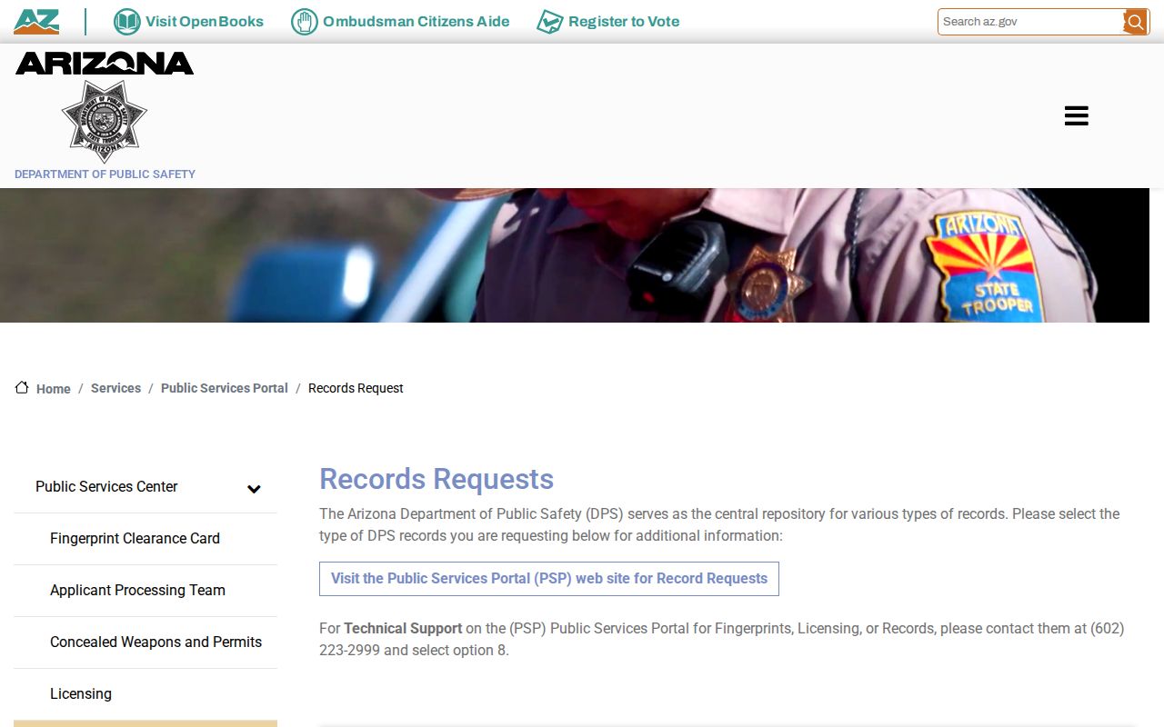 Oro Valley resident lookup information from Arizona DPS criminal records