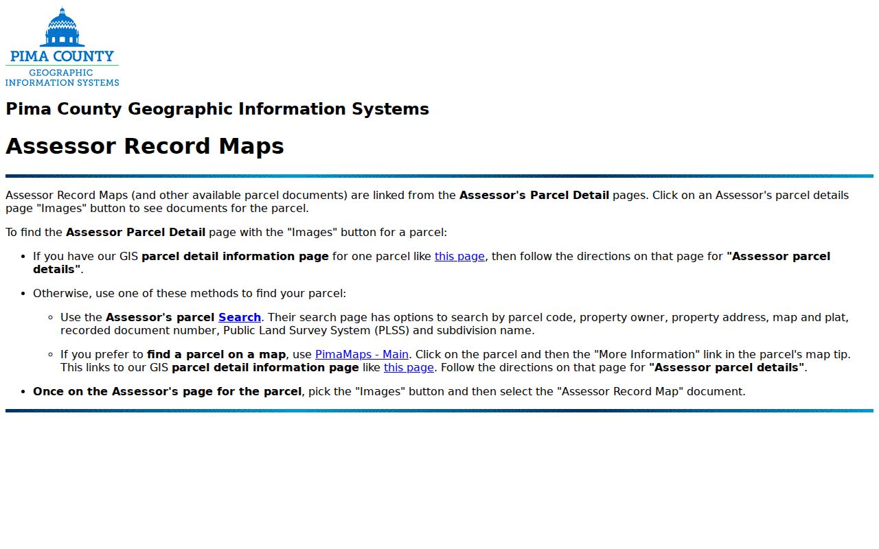 Oro Valley street directory parcel search instructions
