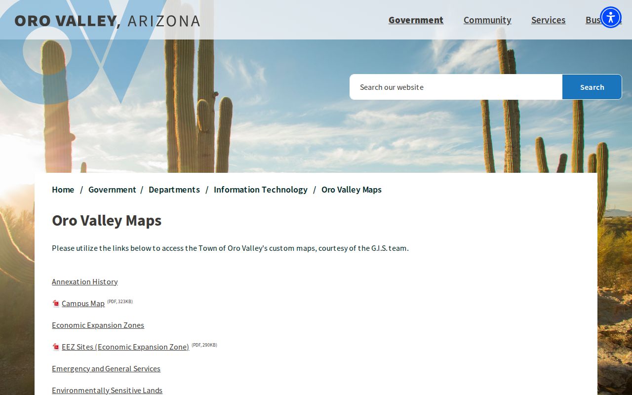 Oro Valley street directory address and boundary maps
