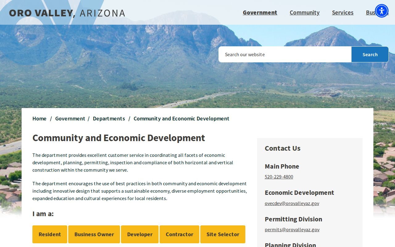 Oro Valley ZIP code directory and Town addressing department